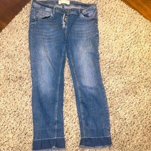 Cecil Jeans ruffle unique button fly size 33 stretch mid rise